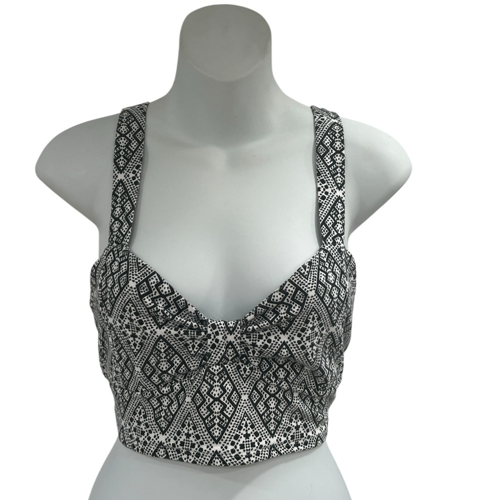 Mudd Monochrome Patterned Crop Top Shirt Summer Biker Fun
